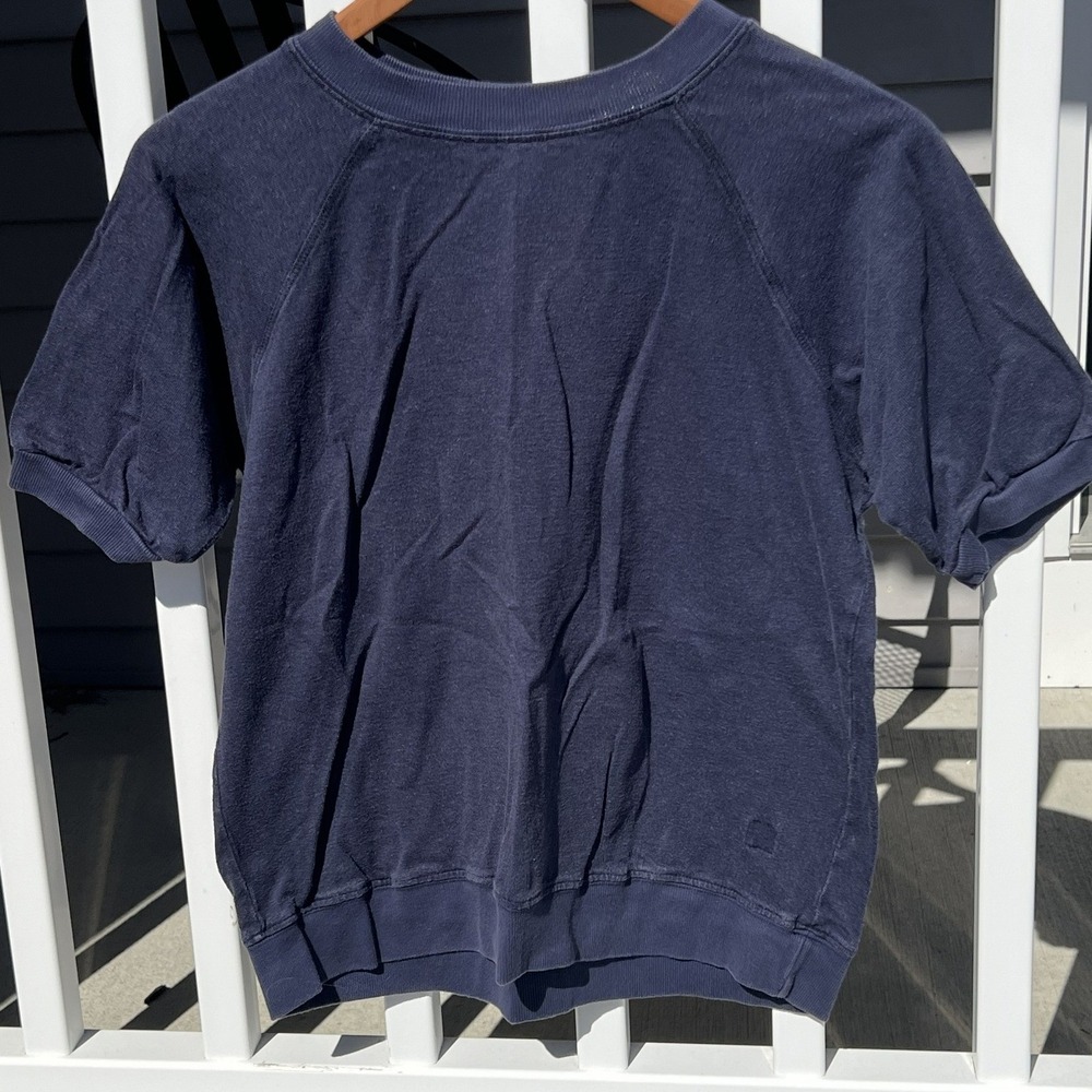 Jungmaven Navy Blue Hemp Organic Cotton Short Sleeve Raglan Sweatshirt Small